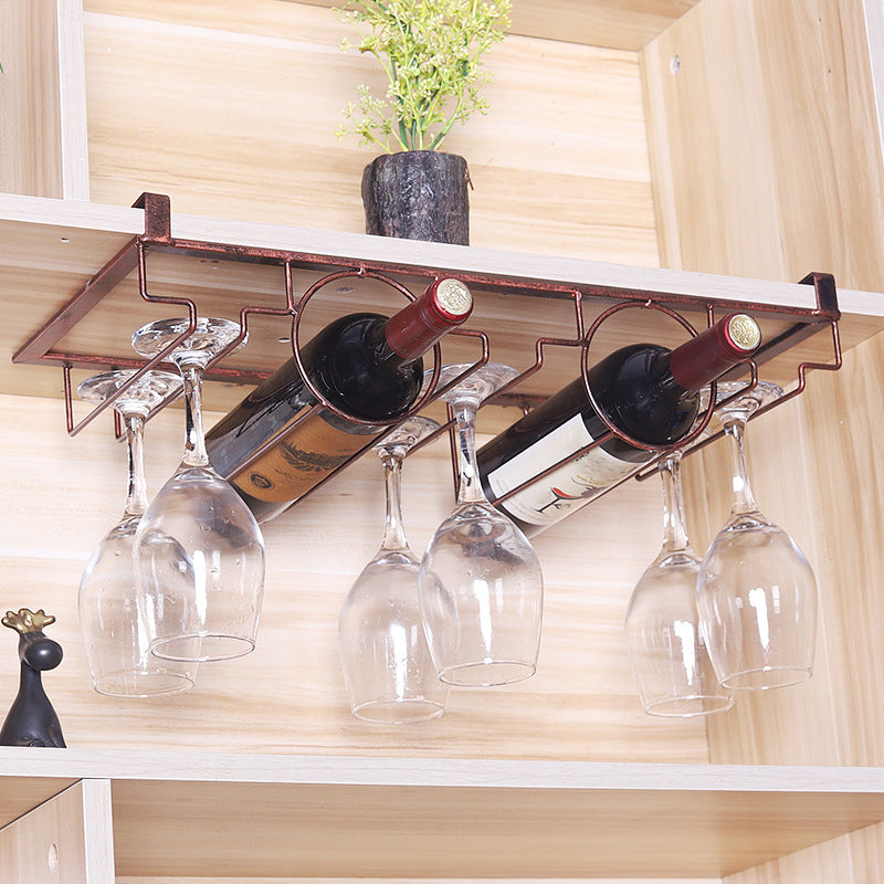 Industrial Hanging Wine Holder Metal Wine Glass Stemware Rack Holder