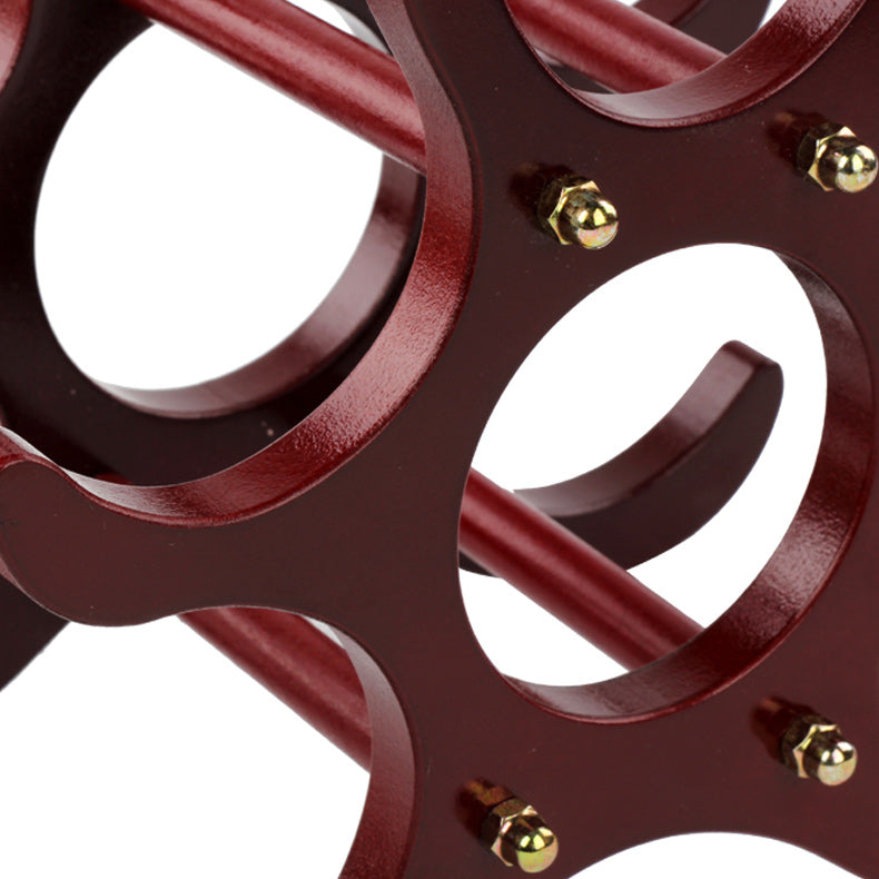 Mid-Century Modern Wine Bottle Rack Tabletop Solid Wood Bottle Holder in Torched Brown