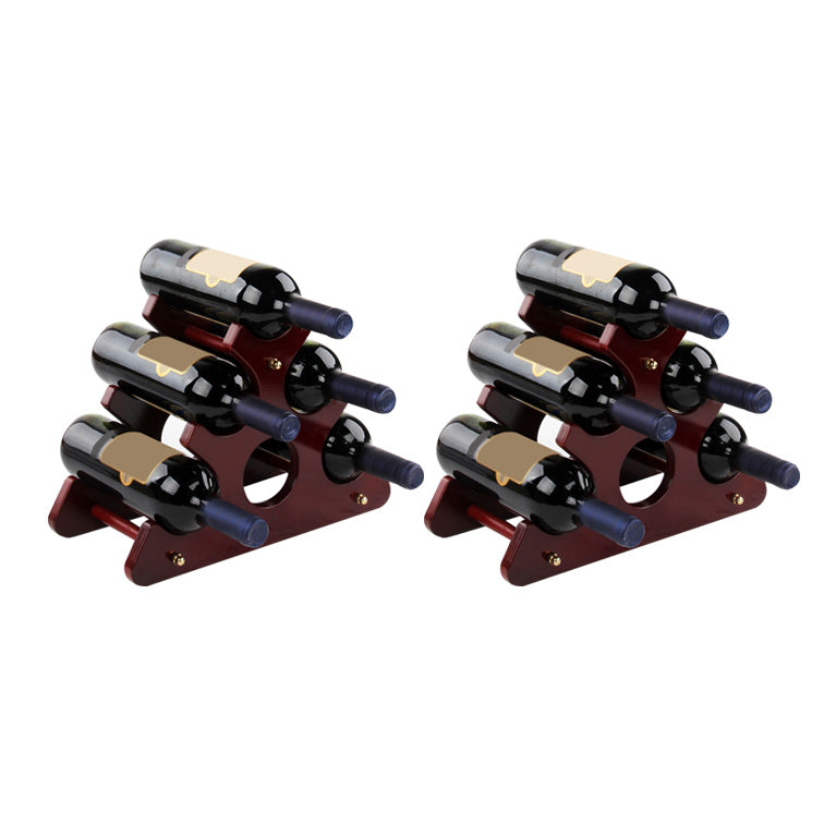 Mid-Century Modern Wine Bottle Rack Tabletop Solid Wood Bottle Holder in Torched Brown