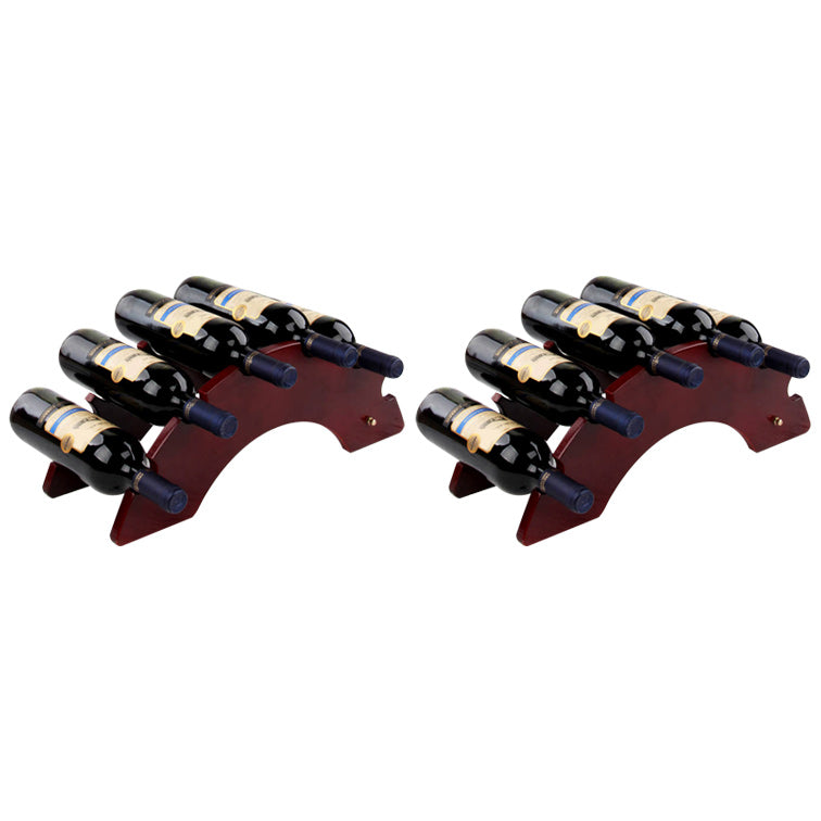 Mid-Century Modern Wine Bottle Rack Tabletop Solid Wood Bottle Holder in Torched Brown