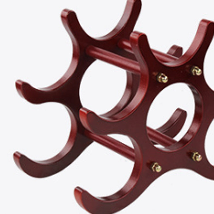 Mid-Century Modern Wine Bottle Rack Tabletop Solid Wood Bottle Holder in Torched Brown