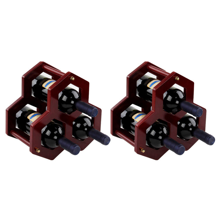 Mid-Century Modern Wine Bottle Rack Tabletop Solid Wood Bottle Holder in Torched Brown