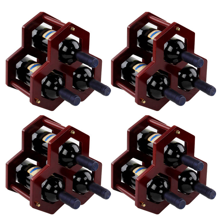 Mid-Century Modern Wine Bottle Rack Tabletop Solid Wood Bottle Holder in Torched Brown