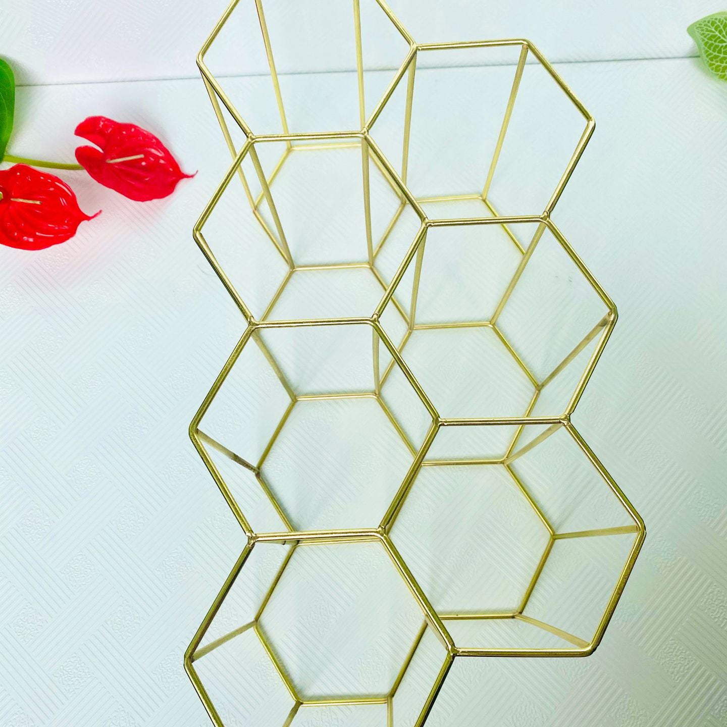 Tabletop or Countertop Free-Stand Bottle Wine Rack Modern Metal Wine Bottle Holder