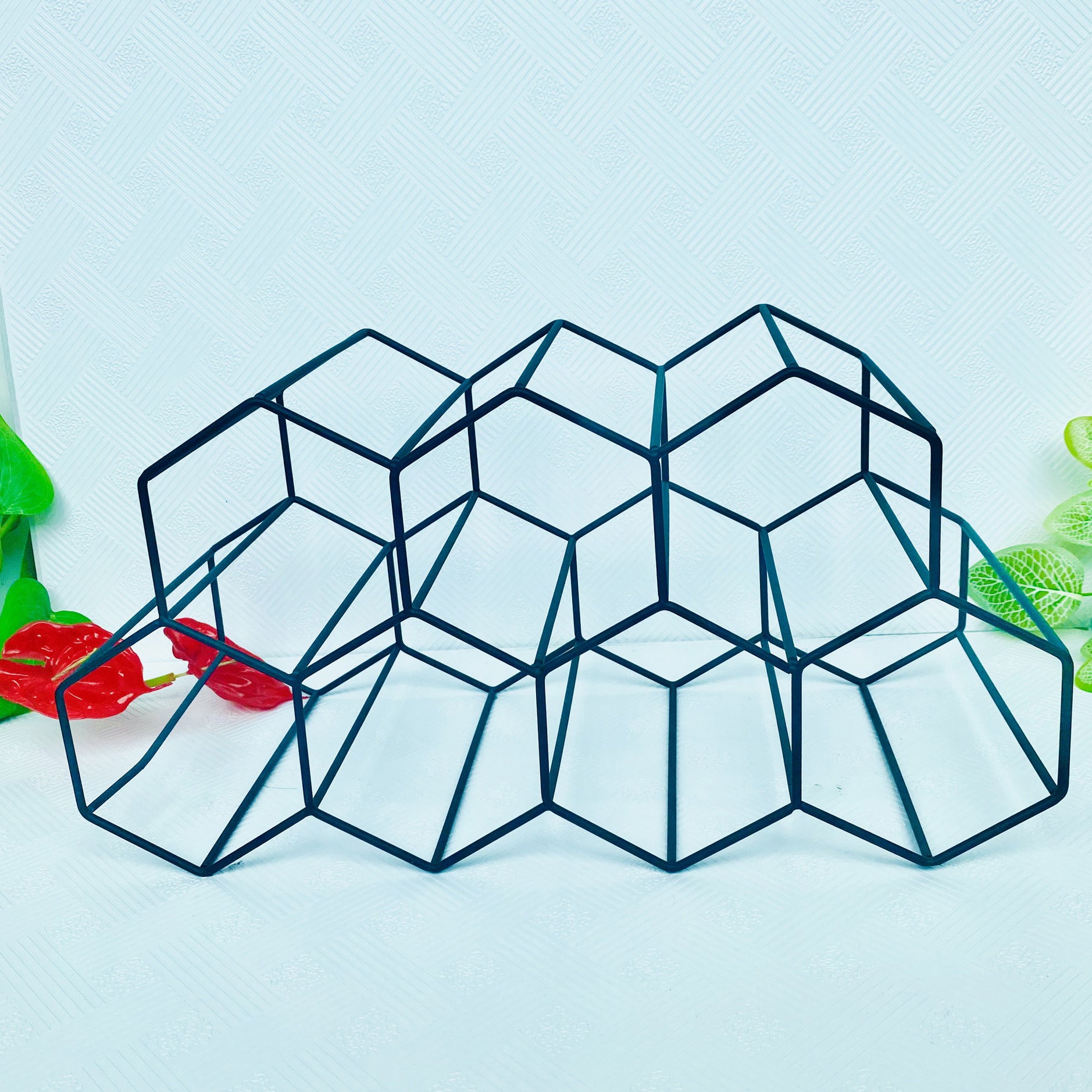 Tabletop or Countertop Free-Stand Bottle Wine Rack Modern Metal Wine Bottle Holder