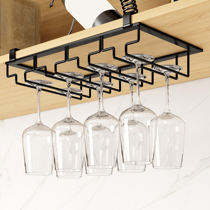 Contemporary Hanging Wine Glass Rack Metal Glass & Stemware Holder