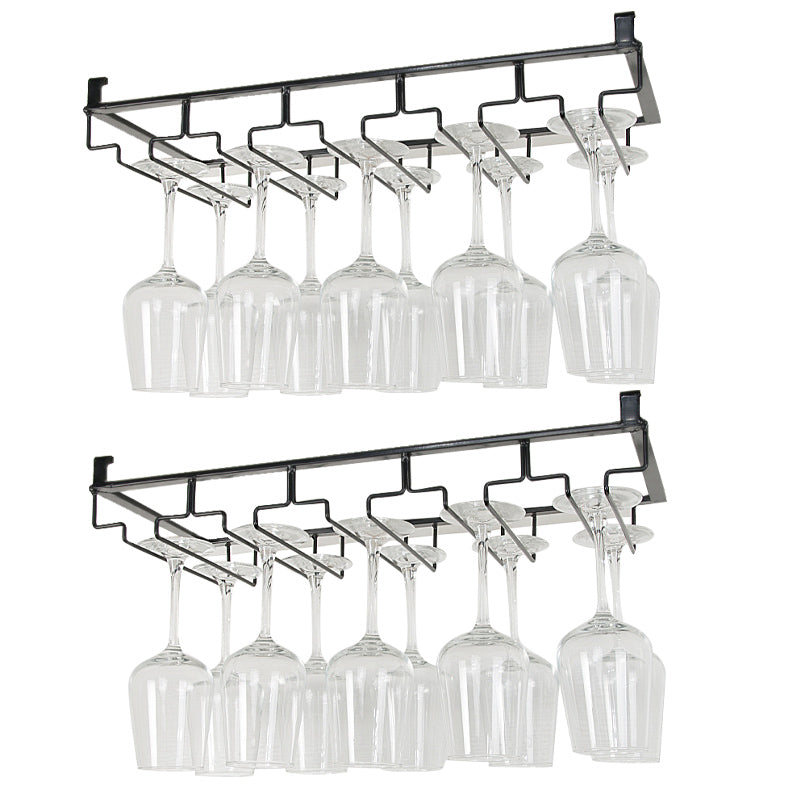 Contemporary Hanging Wine Glass Rack Metal Glass & Stemware Holder