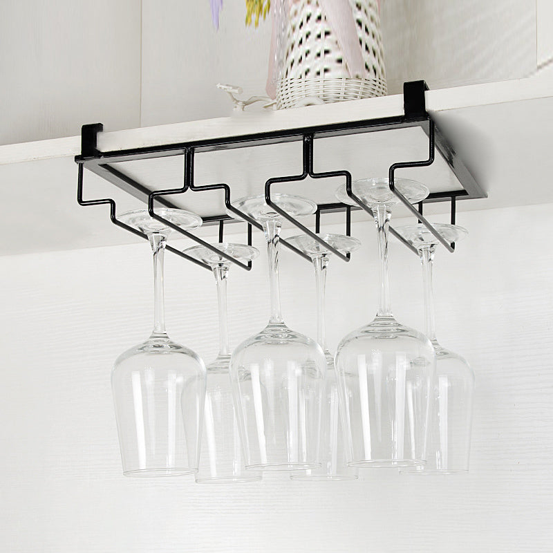 Contemporary Hanging Wine Glass Rack Metal Glass & Stemware Holder