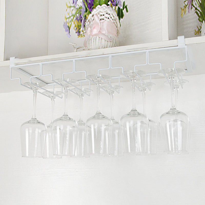 Contemporary Hanging Wine Glass Rack Metal Glass & Stemware Holder