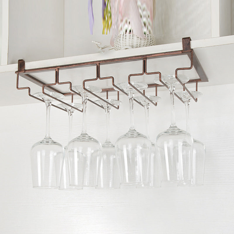 Contemporary Hanging Wine Glass Rack Metal Glass & Stemware Holder