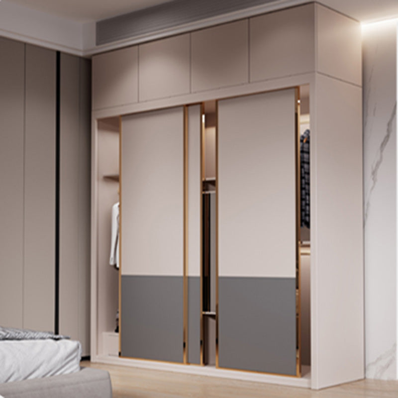 Modern Sliding Door Storage Cabinet Wooden Wardrobe Cabinet with Garment Rod