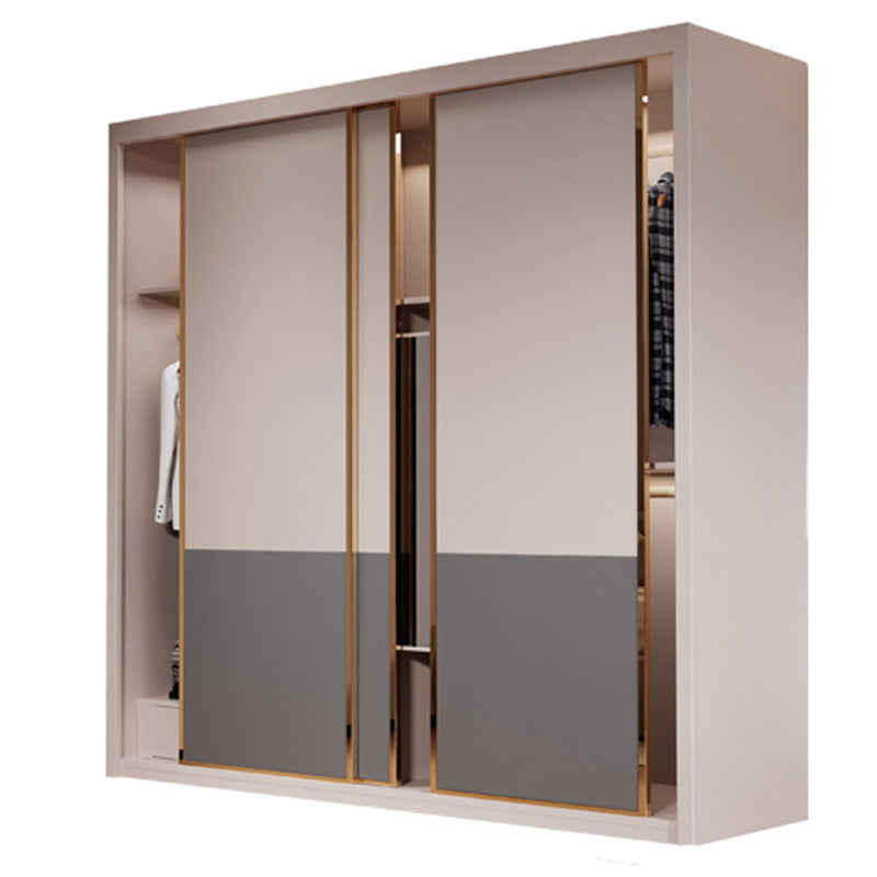 Modern Sliding Door Storage Cabinet Wooden Wardrobe Cabinet with Garment Rod
