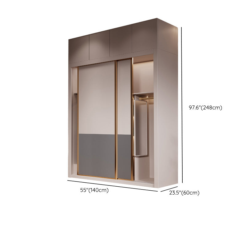 Modern Sliding Door Storage Cabinet Wooden Wardrobe Cabinet with Garment Rod