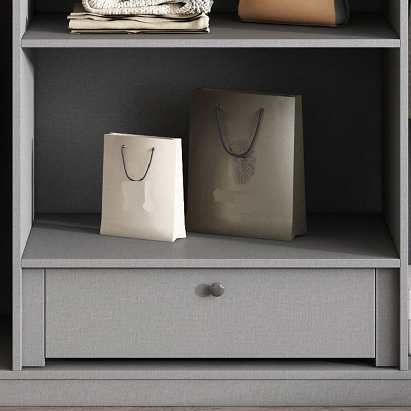 Bedroom Modern Storage Armoire Wooden Wardrobe Cabinet with Garment Rod