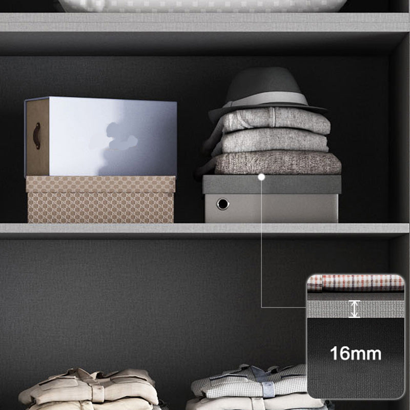 Bedroom Modern Storage Armoire Wooden Wardrobe Cabinet with Garment Rod