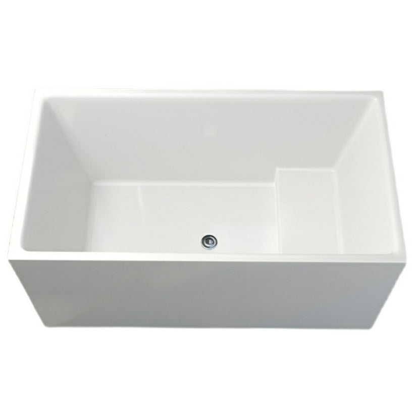 Contemporary White Acrylic Bathtub Rectangular Soaking Tub for Home
