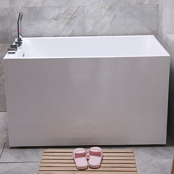 Contemporary White Acrylic Bathtub Rectangular Soaking Tub for Home