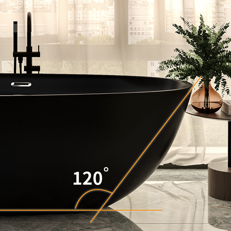 Acrylic-Fiberglass Oval Bathtub Contemporary Soaking Bathtub with Drain and Overflow Trim