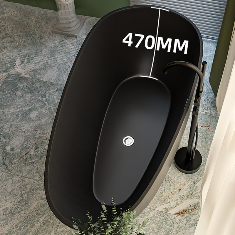 Acrylic-Fiberglass Oval Bathtub Contemporary Soaking Bathtub with Drain and Overflow Trim