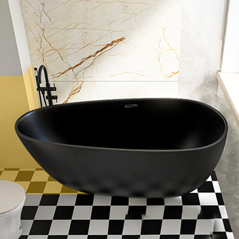 Acrylic-Fiberglass Oval Bathtub Contemporary Soaking Bathtub with Drain and Overflow Trim
