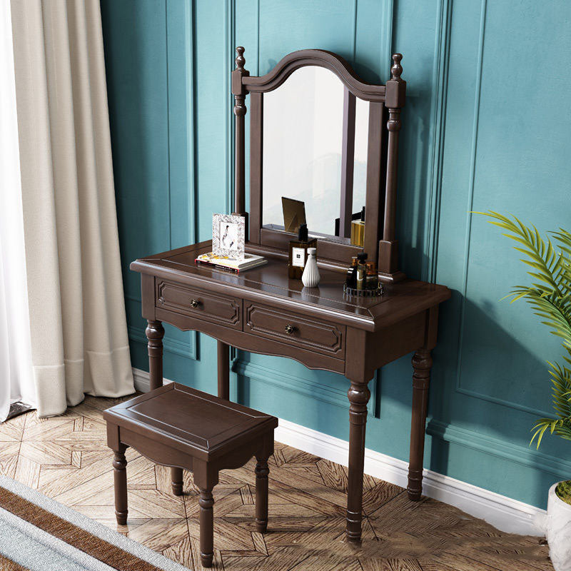 Victorian Dressing Table with 2-Drawers and Mirror Make-up Vanity