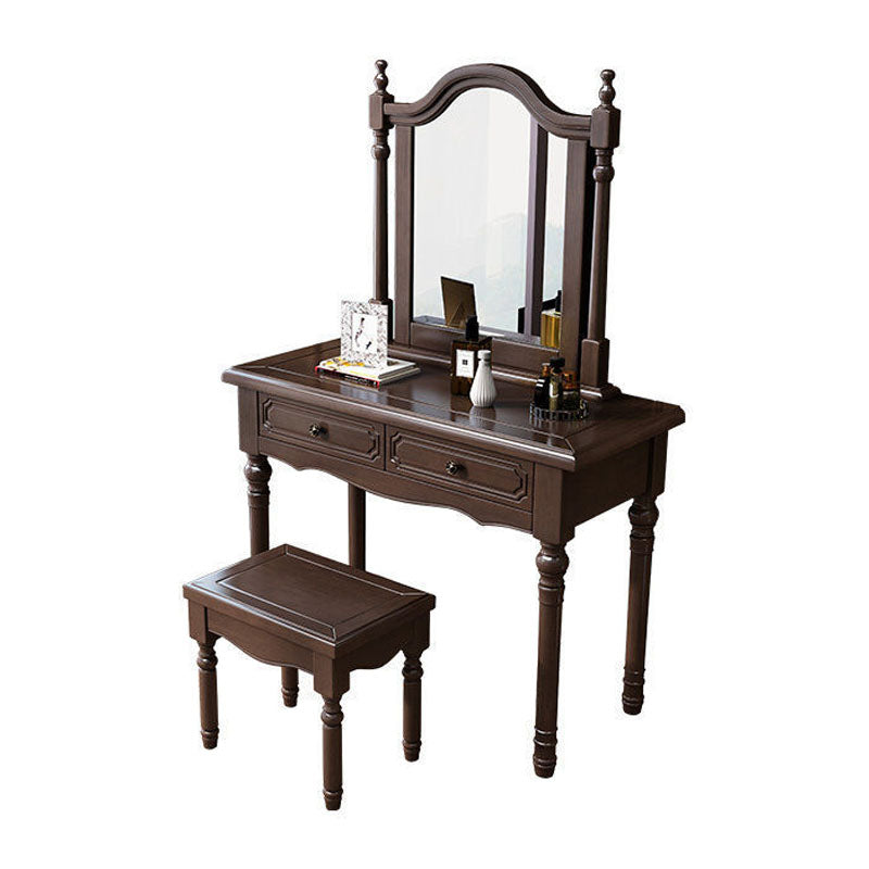 Victorian Dressing Table with 2-Drawers and Mirror Make-up Vanity