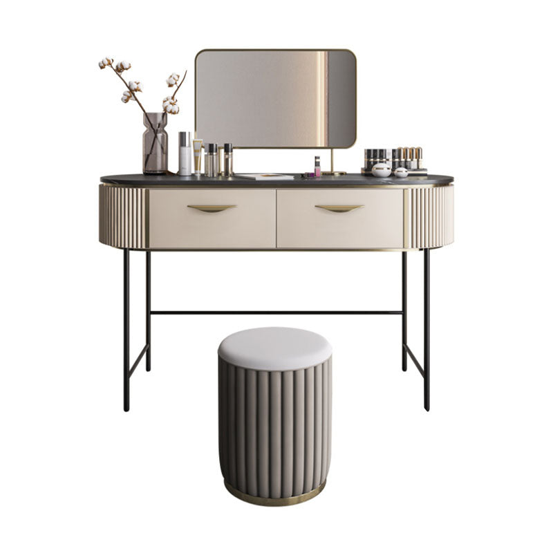 Contemporary Bedroom Double Drawers Metal Standing Make-up Vanity