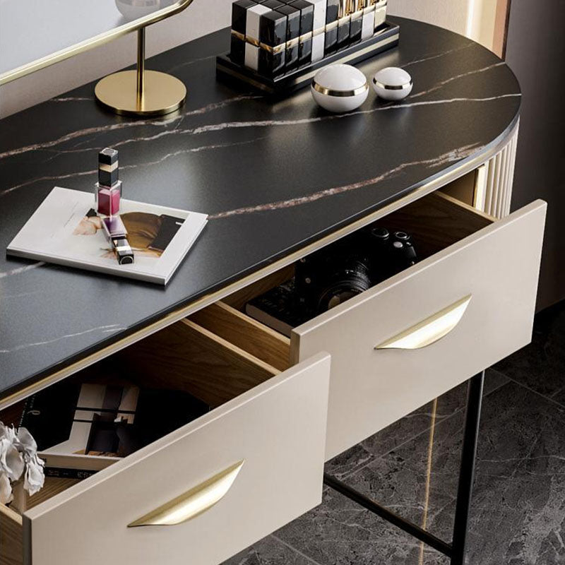 Contemporary Bedroom Double Drawers Metal Standing Make-up Vanity