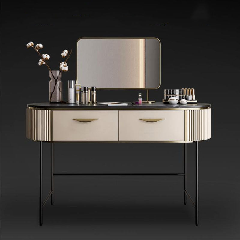 Contemporary Bedroom Double Drawers Metal Standing Make-up Vanity