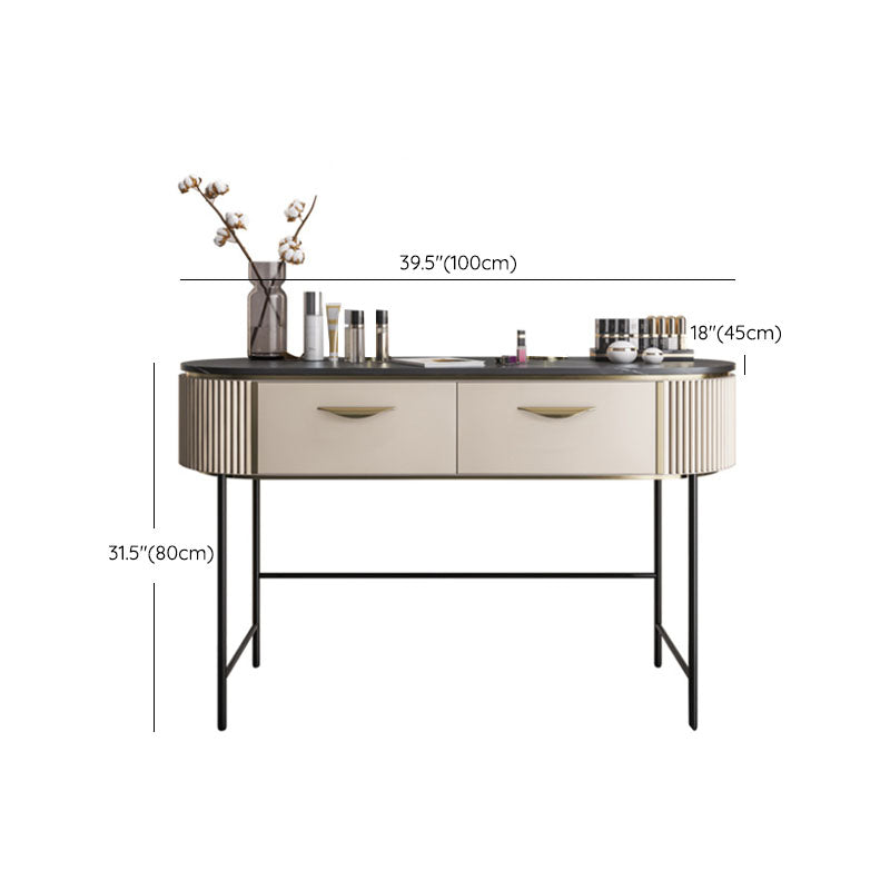 Contemporary Bedroom Double Drawers Metal Standing Make-up Vanity