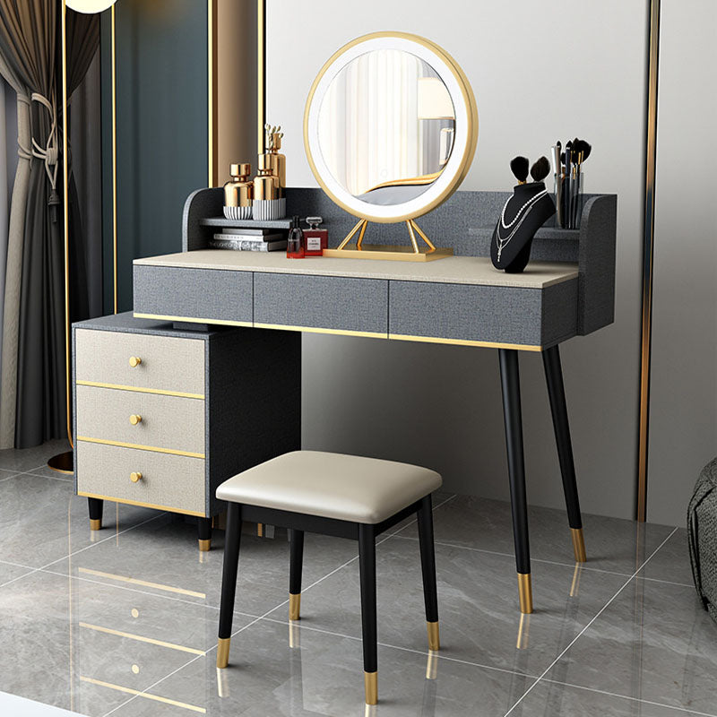 Make-up Vanity With Drawer Wooden with Makeup Table and Stool Glam