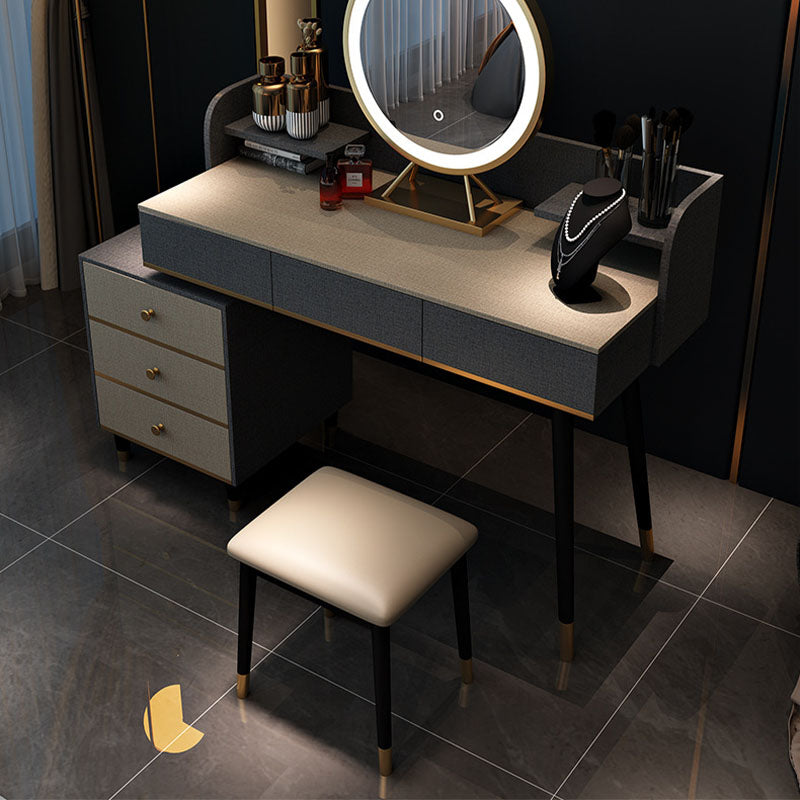 Make-up Vanity With Drawer Wooden with Makeup Table and Stool Glam