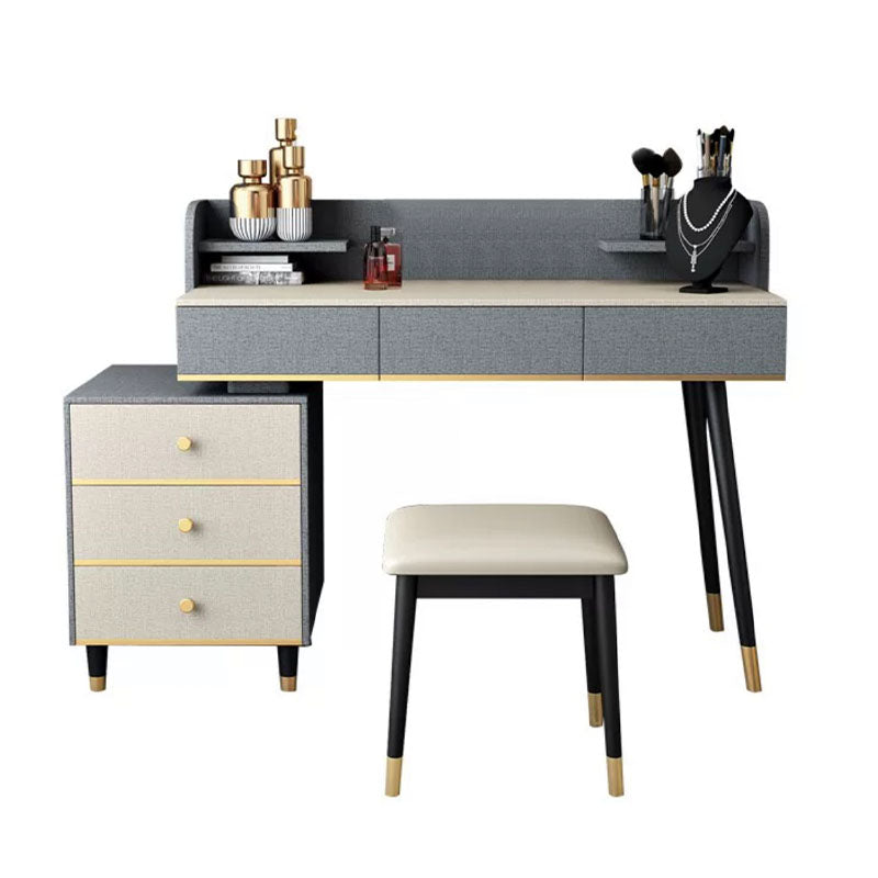 Make-up Vanity With Drawer Wooden with Makeup Table and Stool Glam