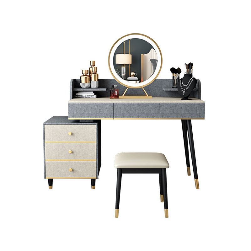 Make-up Vanity With Drawer Wooden with Makeup Table and Stool Glam
