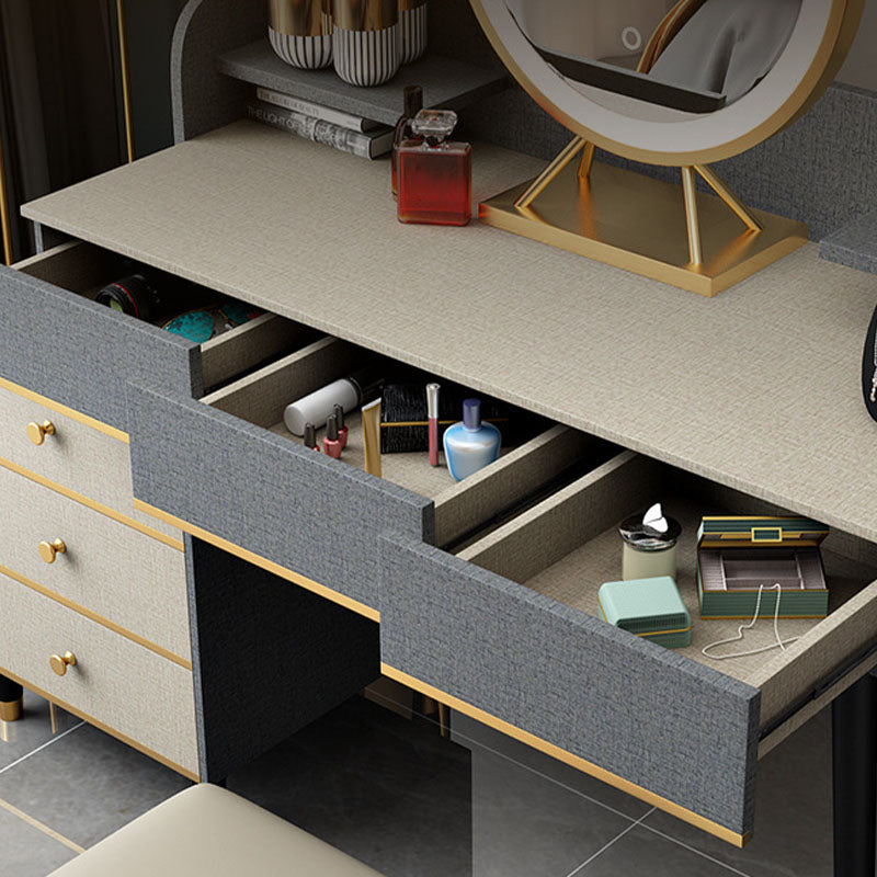 Make-up Vanity With Drawer Wooden with Makeup Table and Stool Glam