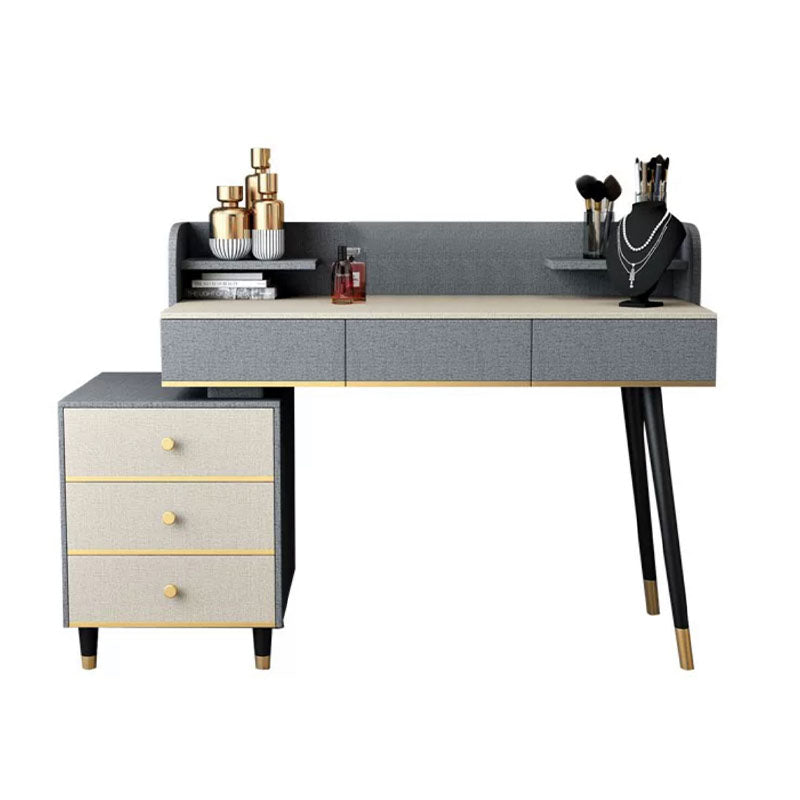 Make-up Vanity With Drawer Wooden with Makeup Table and Stool Glam
