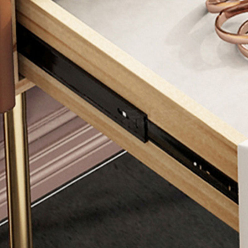 Luxurious Vanity Set 2 Storage Drawers with Gold Base in White