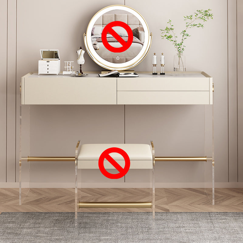 15.74" Wide Make-up Vanity with 3 Storage Drawers Bright White Dresser