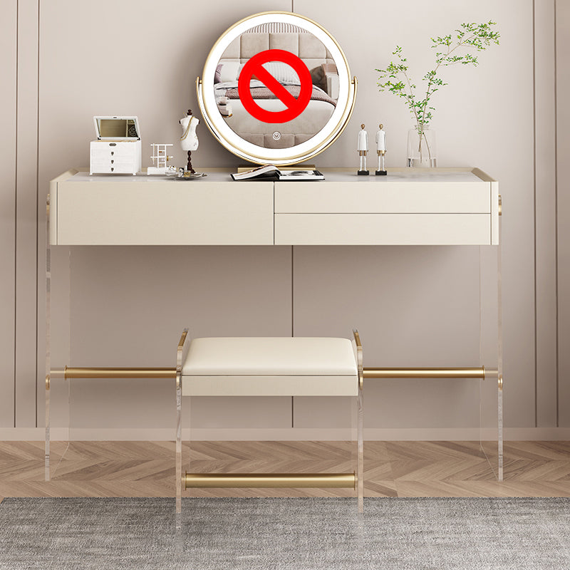 15.74" Wide Make-up Vanity with 3 Storage Drawers Bright White Dresser