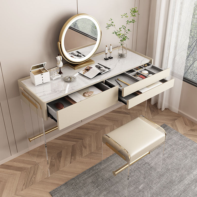 15.74" Wide Make-up Vanity with 3 Storage Drawers Bright White Dresser