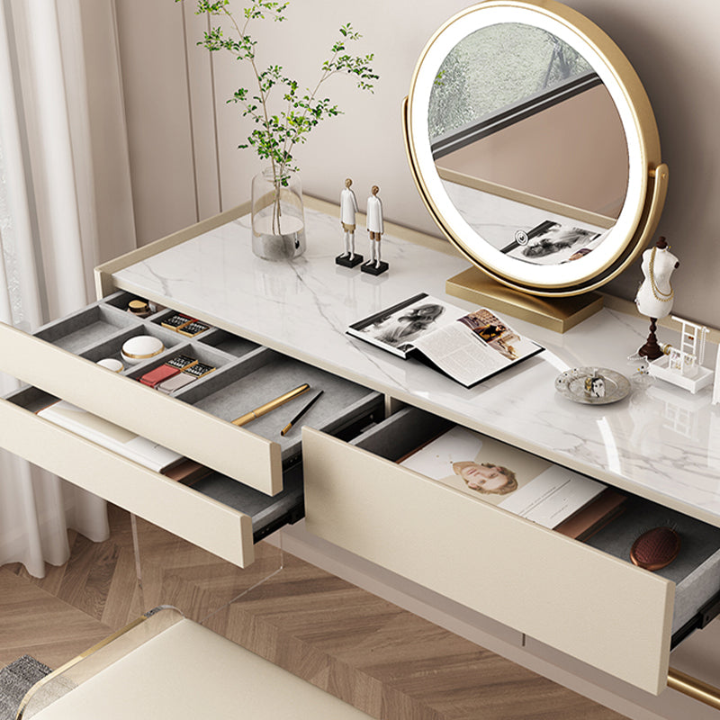 15.74" Wide Make-up Vanity with 3 Storage Drawers Bright White Dresser