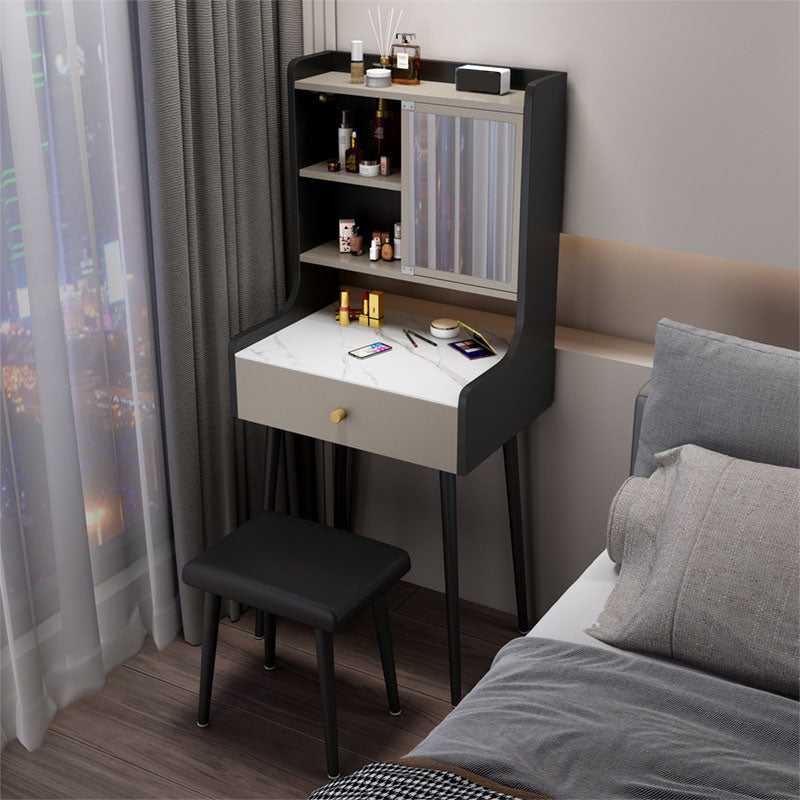 Modern Vanity Set with 1 Drawer and Mirror and Storage Shelves