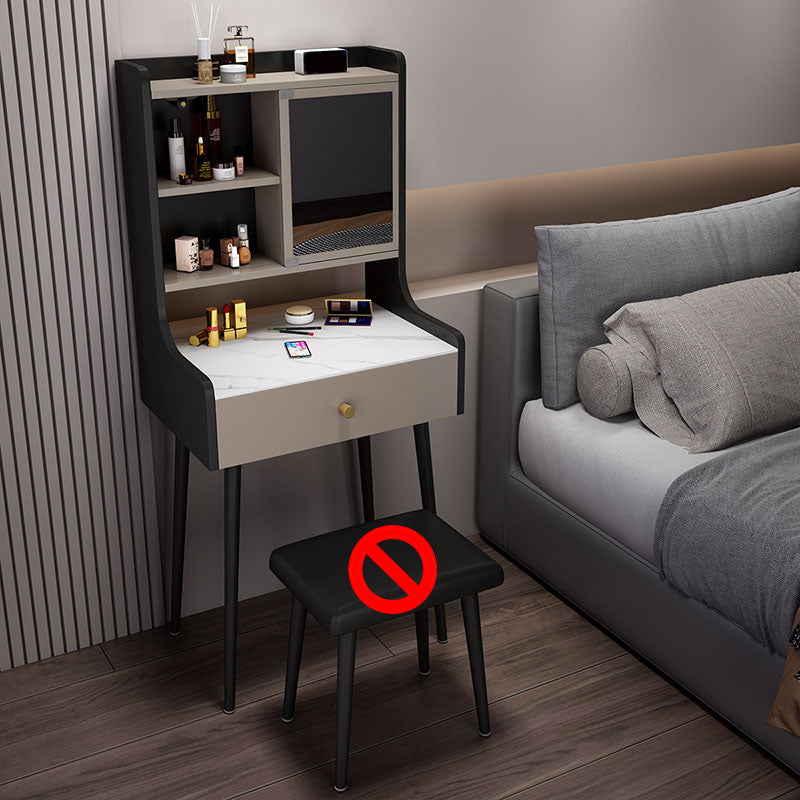 Modern Vanity Set with 1 Drawer and Mirror and Storage Shelves