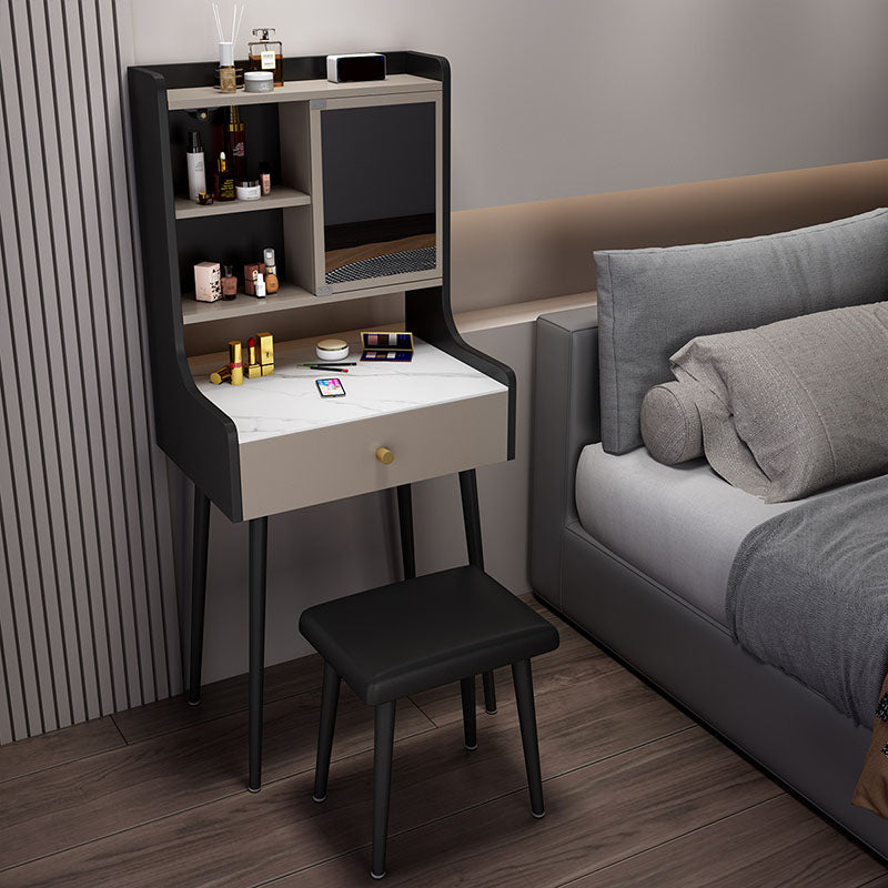 Modern Vanity Set with 1 Drawer and Mirror and Storage Shelves