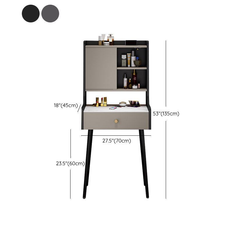 Modern Vanity Set with 1 Drawer and Mirror and Storage Shelves