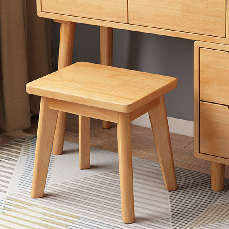 Scandinavian Rubberwood Vanity Table with Stool and 4 Drawers