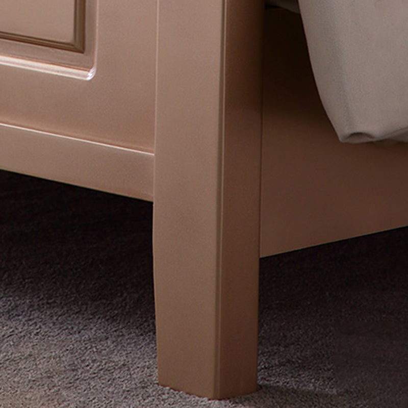 Traditional Solid Color Standard Bed Rubberwood Scooped Bed Frame