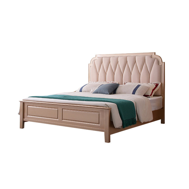 Traditional Solid Color Standard Bed Rubberwood Scooped Bed Frame