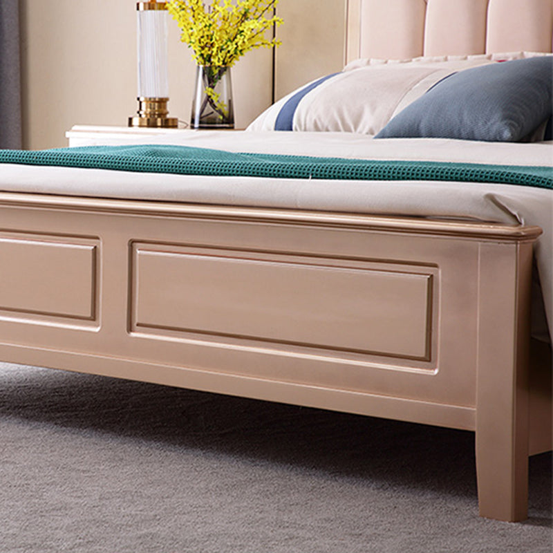 Traditional Solid Color Standard Bed Rubberwood Scooped Bed Frame