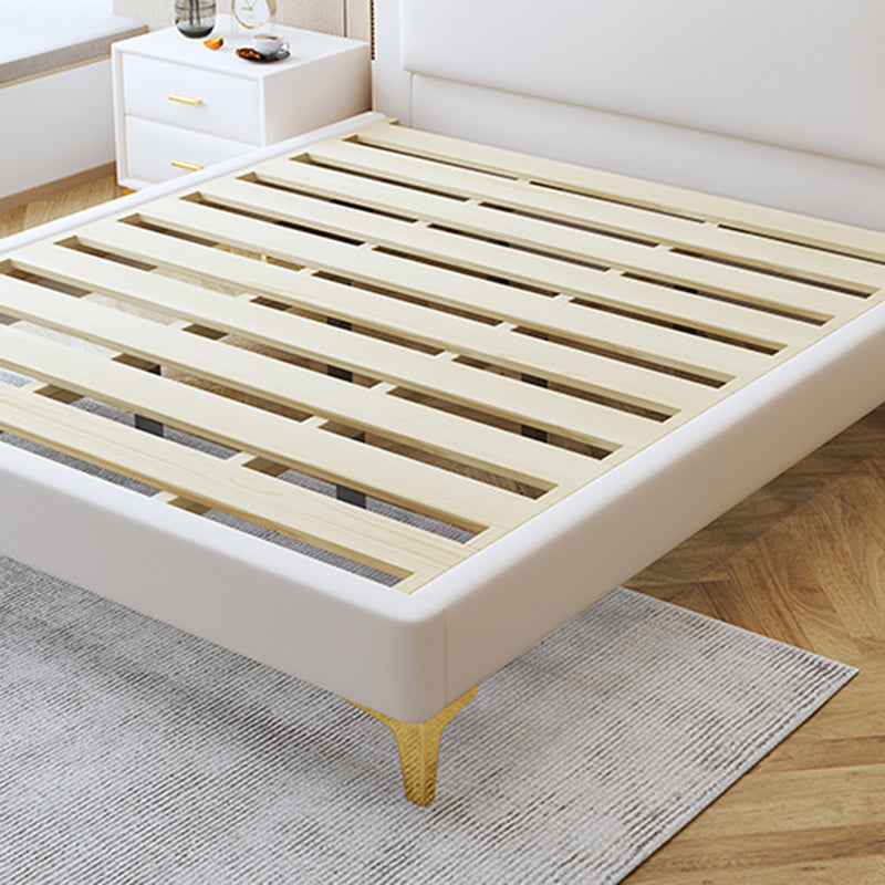 Scandinavian 42.91" Tall Wood Standard Bed, White Scooped Headboard Bed